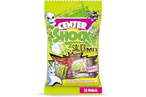 ‎CENTER SHOCK Center Shock Sour Mix, 1 Packung mit 11 extra-sauren Kaugummis, mit Füllung, ohne Farbstoffe, geeignet für Geburtstag und Weihnachten, 44g