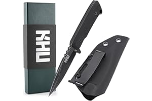 KHU Mini Cuchillo Hoja Fija, Cuchillo Supervivencia EDC Cuchillo Caza Cuchillo Bushcraft D2 Acero Mango de G10, Outdoor Caza Camping Accesorios - Funda Kydex (13A-Nuevo)