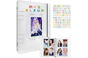 KECOOL Photocard Binder A5 Kpop Photocard Holder, 200 Pockets Large Capacity Kpop Photo Card Binder, Refillable A5 6 Rings Photo Card Album, Waterproof PVC Free Clear K-pop Album with DIY Letter Sticker