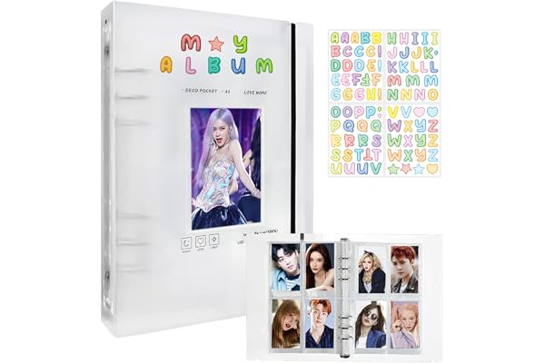 Fotokortpärm Kpop A5 Fotokorthållare, 200 Fickor Påfyllningsbar 6 Ringar Pärm, Vattentätt Bindemedel Album Med Gör-Det-Själv