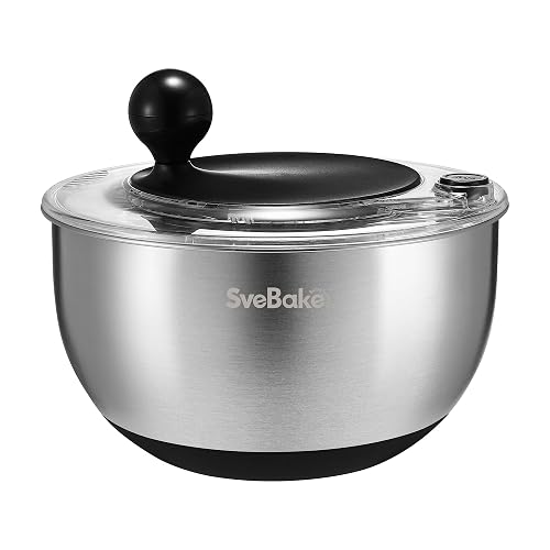 SveBake Salatschleuder Edelstahl, 5 L