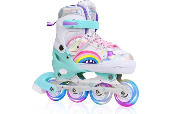 Patins à Roues alignées Ajustables pour Filles et garçons avec Toutes Les Roues Lumineuses, pour Jeunes et Enfants, Patins à roulettes pour l'extérieur et l'intérieur