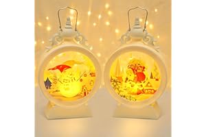 TETSMG 2 Stück Weihnachtsdeko Laterne Weihnachtslaterne mit Warmweißes LED Licht, Höhe 15,5cm Windlicht Weihnachten Deko Beleuchtete Weihnachtsdeko, Batteriebetrieben Weihnachtsdekoration innen (Weiß)