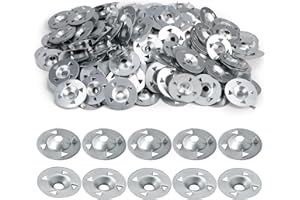 SOWBUD 200 Pcs Easy Fix Washers,4-Claw Tile Backer Board Washer 28mm Diameter Galvanised Steel Fixing Washers, Extruded Plate Fasteners Insulation Thermoboard Washer Set for Wall and Floorboard Fixings