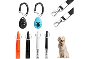 FIDWALL Paquete de 6 silbatos de entrenamiento para perros, 2 clickers de entrenamiento, 4 silbatos ultrasónicos profesionales, viene con 2 cordones, para entrenar mascotas y llamar a sus perros (traje)