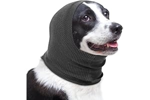 Lelepet Ohrenschutz für Hunde, Hunde Gehörschutz, Beruhigender Kapuzenpullover, Hund Ohrenschützer zur Geräuschreduzierung, Hundehals und Ohrenwärmer, Hund Ohrenpflege Lärmschutz, Grau M