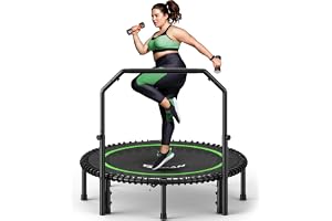 BCAN 102/122 cm Rebounder-trampolin för vuxna, 204/250 kg lastkapacitet, Bungees, justerbart handtag, stabil, tyst, inomhus/u