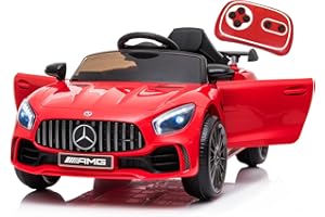 VITONIS 12V Macchina Elettrica per Bambini Mercedes Benz AMG, 2 Porte Giocattolo Veicoli Elettrici con Telecomando 2.4G, MP3, Luci a LED e Cintura di Sicurezza per Bambini dai 3 anni in su, Rosso