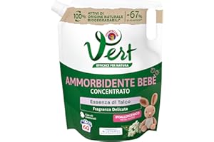 CHANTECLAIR VERT Vert - Ammorbidente Lavatrice Bebè Concentrato - Essenza di Talco, Fragranza di Lunga Durata 100% Origine Naturale, Ipoallergenico, per Pelli Sensibili - Flacone da 1200 ml, 60 Lavaggi