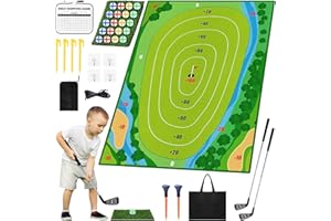LEADGOODS Kids Golf Chipping Game Set, Backyard Golf Games for Adults Kids Practice Outdoor Indoor, Golf Clubs Set with Golf Chipping Mat, Mini Golf Set for Children Golf Practice Equipment Golf Gifts