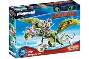 PLAYMOBIL DreamWorks Dragons 70730 Dragon Racing: Ruffnut and Tuffnut with Barf and Belch, for Children Ages 4+