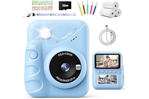TIATUA Macchina Fotografica Bambini Istantanea, 3.0 Pollici 48MP Fotocamera Digitale Bambini con 32GB Scheda & Papier Photo, Regalo di Natale per Bambin i dai 3-12 Anni