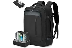 Lekeinchi Mochila Viaje Cabina Avion 40x20x25(20L) para Ryanair,Mochila Viaje Mujer Hombre - Maletas de Viaje Cabina con 3 Bolsas Organizadoras - Trabajo Negocios Viajes Escuela - Negro