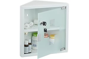 Relaxdays Armoire à Pharmacie, 2 Compartiments spacieux, mélange de matériaux, H x L x P : 30 x 30 x 17,5 cm, Blanche