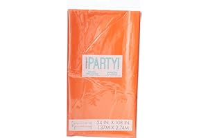 UNIQUE Solid Pumpkin Orange Rectangular Plastic Table Cover (137cm x 274cm) 1 Count - Elegant & Durable Tablecloth for Parties, Events, and Home Use