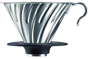 Hario Vintage Metal V60 Coffee Dripper 02 Size Pour Over (Silver)