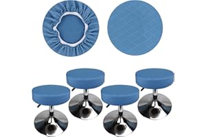 HuaLiSiJi Copri Sgabello Rotondo 30-40cm Fodera Sgabello Rotondo Tessuto di Lusso, Estensibile Resistente Alle Rughe Lavabile Antipolvere Morbido e Durevole (Blu, 4)