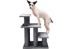 Furhaven Steady Paws Multi-Step Pet Stairs for High Beds & Sofas - Gray, 3-Step