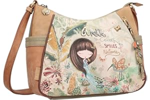 Anekke Damska torba na ramię - Torba na ramię ze sztucznej skóry z tylną kieszenią i bokami - Zamek błyskawiczny - Kolekcja Amazonia - Akcesoria i akcesoria damskie - 28x24x10 cm, Wielobarwny