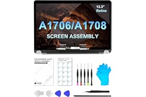 JQYDZH A1706 A1708 Ersatzbildschirm 13,3" für MacBook Pro 13-Zoll 2016 2017 Retina EMC 3071 EMC 3163 EMC 3164 EMC 2978 Voll-LCD-Bildschirm Display (A1706 Space Grau)