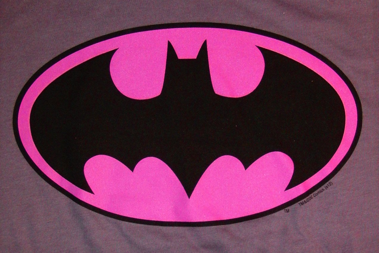 LOGOSHIRT-Comic-Damen-T-Shirt-BATMAN-LOGO-PINK-Lavender-Gr-L
