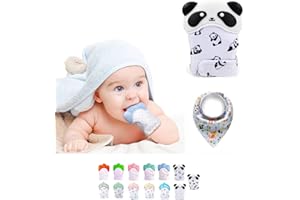 FUNKY PLANET Massaggia Gengive Neonati - Giochino Per Dentizione - Guantino In Silicone Per Bebè - Anello Dentizione Neonato - Silicone Guanto Di Dentizione - Giochi Neonato 3-6 Mesi + MORBIDO BIB