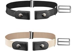 BaiJ Pasek bez klamry, 2 sztuki, niewidoczny, elastyczny pasek, bez sprzączki, regulowany pasek dla kobiet i mężczyzn, do dżinsów, sukienek, spodni, czarnych i khaki, 80 cm, czarny, 80