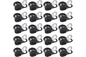 INCNMAD Abrazaderas de Goma P Clips 20 pcs Abrazadera Metalica para Tubos,Abrazaderas de Manguera con Revestimiento de Goma, Clip de Manguera de Acero Inoxidable para Cable, Alambre, Montaje de Tubería 8 mm
