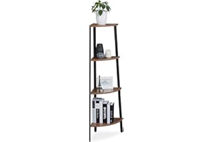 Relaxdays Scaffale ad Angolo, Cucina, Corridoio Salotto, Design Vintage, Mobile a Scala, HLP 125x48x32 cm, Nero/Marrone
