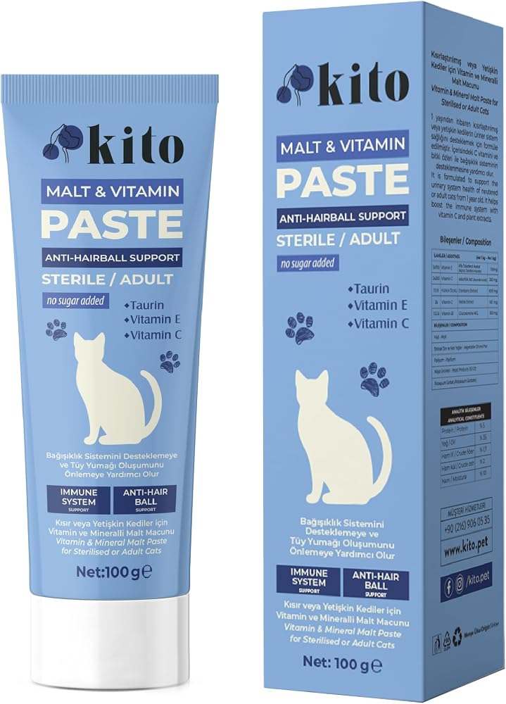 Kısır veya Yetişkin Kediler İçin Tüy Yumağı Önleyici ve Bağışıklık Sistemi Destekleyici Malt Macunu-Paste 100g
