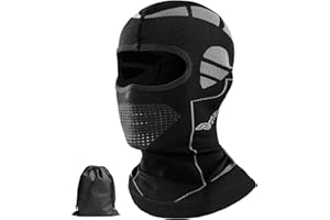 Scettar Passamontagna Moto Invernale,Design a Nido d'Ape Traspirante Nero e Grigio Sottocasco Moto,Viene Fornito con Un Sacchetto Antipolvere,Unisex,Adatto per Ciclismo, Sci e Corsa