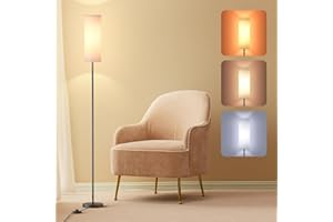Homuserr Floor Lamp, Floor Lamp for Living Room Dimmable & 3 Color Temperatures, Foot Switch Control 9W LED Modern Standing Lamp with Lampshade, Floor Reading Lamp for Bedroom Living Room Office Decor