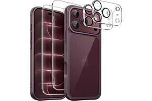 JETech 5 i 1 Klar Baksida Bumper Skal för iPhone 18 Pro Max, Mörkt Körsbär
