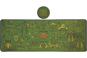 FANATTIK The Lord of The Rings Desk Pad & Coaster Set – Large Computer Gaming Mouse Mat with Matching Drink Coaster, Middle-Earth Map Design, Officially Licensed Item