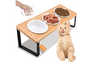 Imaicept 3 Pcs Gamelle Chat, Gamelle Chien Surelevee avec Support 15°Incliné mit Tapis, 12cm Gamelle Chien Ceramique, Gamelle Chat Surélevée pour Chat et Petit Chien