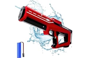 VULAOP Pistola de agua eléctrica con absorción automática de agua, 300 ml, 2 en 1, pistola de agua eléctrica para adultos, pistola de agua eléctrica para niños (rojo)
