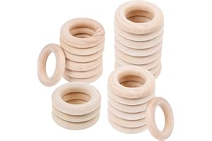 Anneau Bois Naturel Non Traité, 30mm Anneau Cercle en Bois Cerceaux en Bois Anneaux D'Artisanat en Bois Anneau de Rideau Bois Anneaux en Macramé en Bois Anneau de Bois Brut pour Artisanat (48 Pièces)