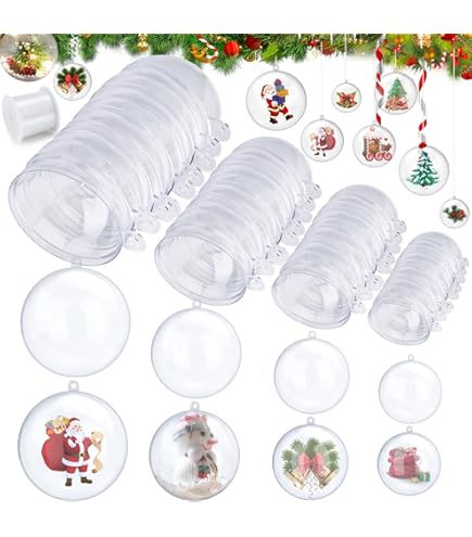 40 Boules De Noël Transparentes Remplissables - Kit DIY Déco Sapin 3 à 6 Cm