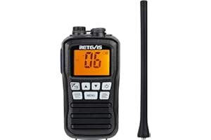 Retevis RM01 Marine Walkie Talkie, IP67 VHF Marino Portatile Impermeabile, Vibrazione, Galleggiante 88 Canali, Radio Bidirezionale per Kayak e Pesca in Barca (Nero, 1 Pz)