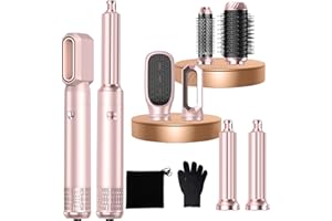 ‎MOGAWAVE Airstyler Pro Airbrush Haarstyler 6 in 1 Haar Styler mit Warmluftbürste, Föhnbürste, Rundbürstenföhn Haartrockner Auto-Lockenstab, Hair Air Styler Zum Styling, Volumisieren, Locken Und Glätten