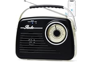 BINGXUE Am Fm Radios with Bluetooth, Portable Radio Support C*4 Battery Operated or Plug in Wall, Support AUX Input/Headphone Output/SD Card/USB/MP3 Player/for Outdoor/Fishing/Party/Camping（Black）