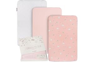 GOYSILA Sabanas Next2Me Chicco 2Piezas 100% Algodon + 1 Protector Colchón Certificado Oeko-Tex 50x83cm 2 Bajera Compatible Cuna Lullago Kinderkraft UNO Jane Babyside (Nubes)