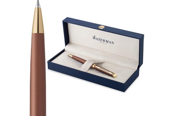 Waterman Stylo bille Hémisphère | L'édition discrète | Rouge Cuivre | Pointe moyenne | Encre bleue | Coffret cadeau