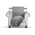 Hafaa Sofa Cover 1 Seater - Water Resistant Sofa Slipcovers, Light Grey & Dark Grey Non Slip Sofa Protectors from Pets/Dogs & Kids, Reversible Sofa Covers with Adjustable Elastic Straps and Hooks