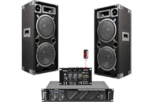 ibiza sound - Sono pack dj complet + Table de Mixage + 2 Enceintes Double Boomer + 1 Amplificateur 960W PA SONO DJ LIGHT BAR CLUB DISCO SOIREE DANSANTE