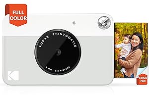KODAK Printomatic Appareil photo numérique à impression instantanée couleur – Photos de haute qualité sur papier autocollant Zink 2 x 3" – 5 MP, portable, cadeau créatif pour anniversaire, Noël – Gris