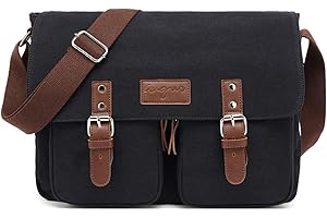 FANDARE Vintage Shoulder Bag Canvas Crossbody Bag Business Messenger Bag Expandable Satchel Bag for Men and Women Teens Travle School College Backpack