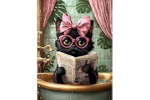 KEYIFA Chat Noir Peinture par Numéros pour Adulte, Kits de Peinture au Numéro avec Acrylique et Pinceaux, DIY Creatif Toile Kits Animaux Paint by Numbers, Décoration de Maison 30x40cm