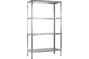 SCHULTE REGALWELT REGALE FÜR DIE EWIGKEIT SCHULTE Regalwelt Steckregal mit 4 PowerMAX Fachböden, 65 kg Tragkraft, 180x90x40 cm (HxBxT), verzinkt (Lagerregal, Werkstattregal, Kellerregal, Garagenregal, Metallregal