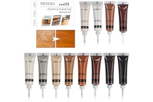SEISSO Kit Reparation Parquet 12 couleurs, Pâte de Réparation de Mastic à Bois, Crème de Remplissage de Réparation de Meubles en Bois, Réparation de Rayures Frottement Décoloration Les Fissures Trous